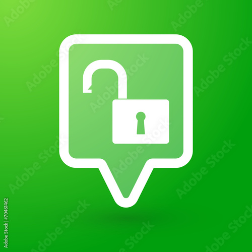 Square tooltip with an open lock