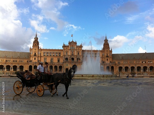 Kutsche am Plaza de España in Sevilla