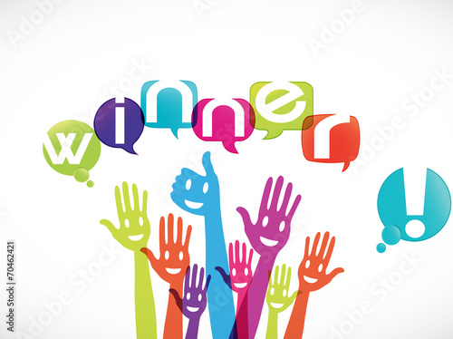 mains groupe souriant : winner