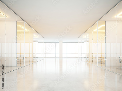 Office interior with white furniture