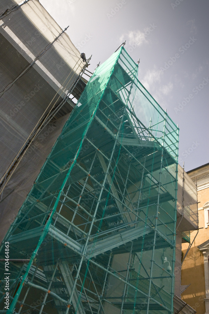 Scaffolding to work on the facade