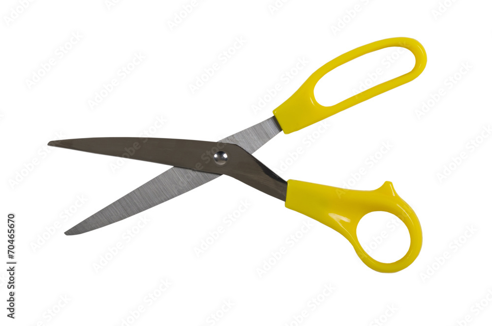 Scissors with yellow handles. Scissors with yellow handles.