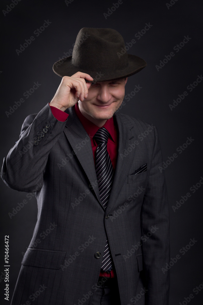 portrait of men with hat in the darkness portrait of men with hat in the darkness