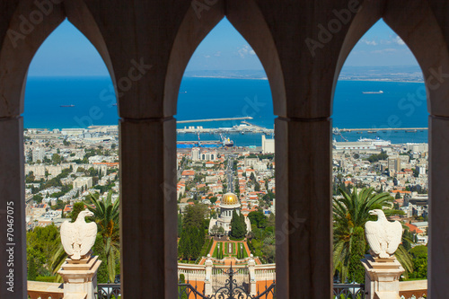 A beautiful picture of the Bahai Gardens in Haifa Israel. photo