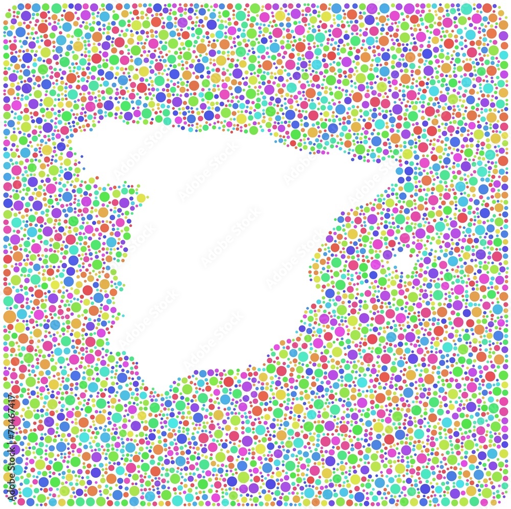 Decorative map of Spain into a square icon Decorative map of Spain into a square icon