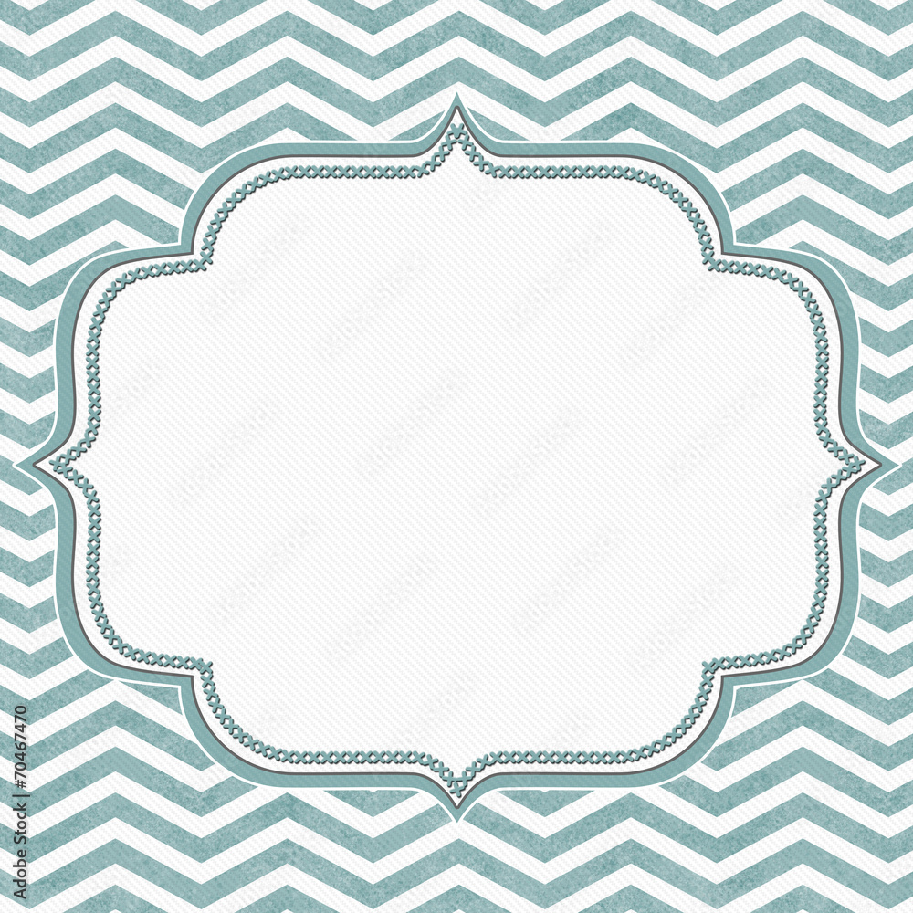 Teal and White Chevron Frame with Embroidery Background Teal and White Chevron Frame with Embroidery Background