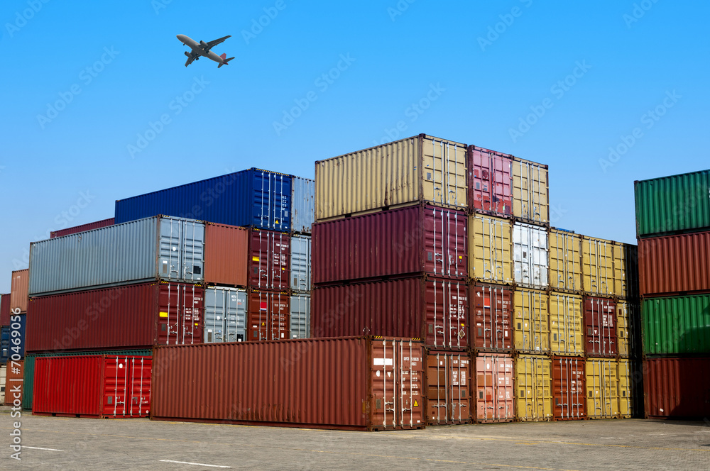 Fototapeta premium industrial port with containers