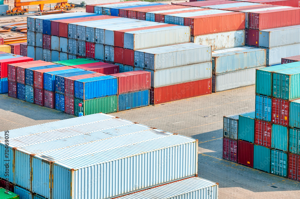 Fototapeta premium industrial port with containers