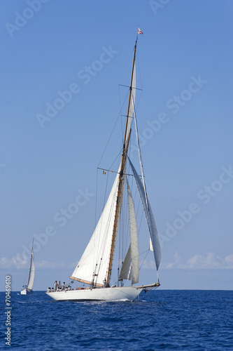 Ancient sailing boat during a regatta at the Panerai Classic Yac