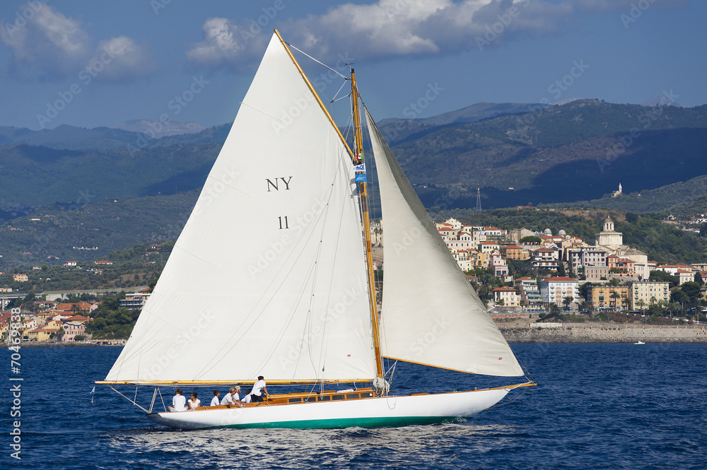 Fototapeta premium Ancient sailing boat during a regatta at the Panerai Classic Yac