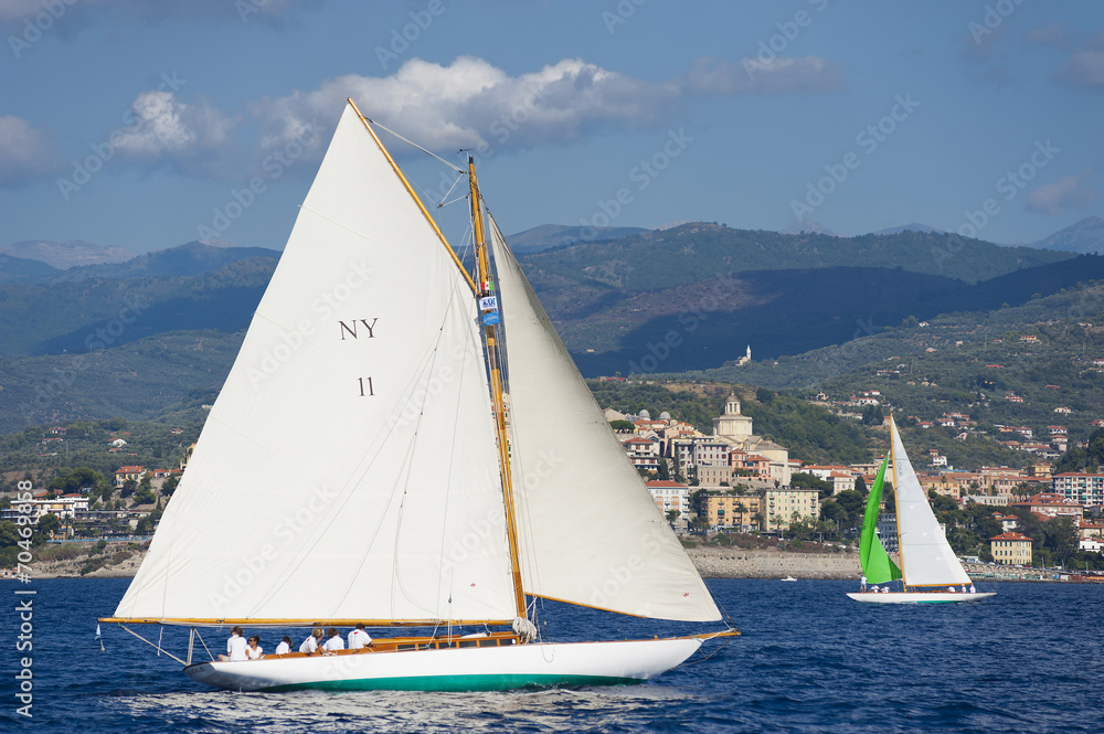 Fototapeta premium Ancient sailing boat during a regatta at the Panerai Classic Yac