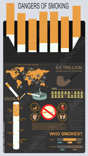 Dangers of smoking, infographics elements