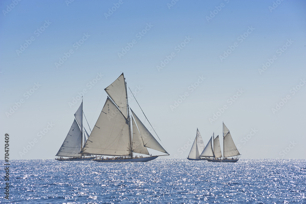 Fototapeta premium Ancient sailing boat during a regatta at the Panerai Classic Yac