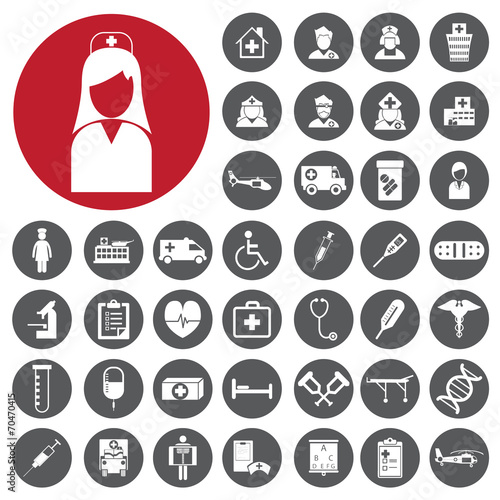 Nurses Hospital Medical icons set. Vector Illustration eps10