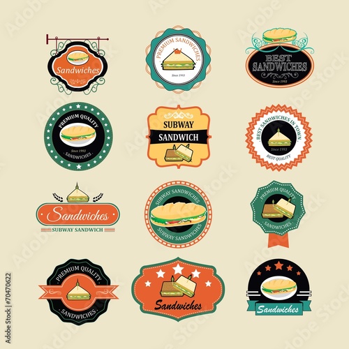 vintage and modern sandwich shop and bistro cafe labels icons se