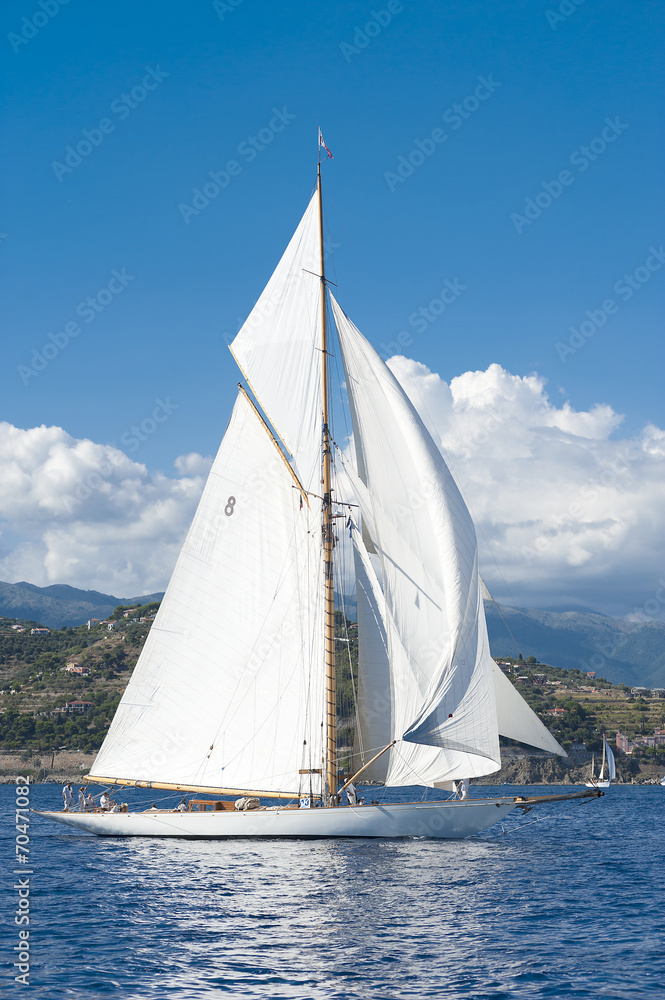 Fototapeta premium Ancient sailing boat during a regatta at the Panerai Classic Yac