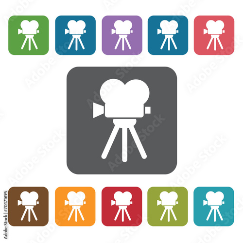 Projector icon. Cinema movie icons set. Rectangle colourful 12 b