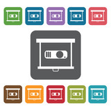 Projector icon. Cinema movie icons set. Rectangle colourful 12 b