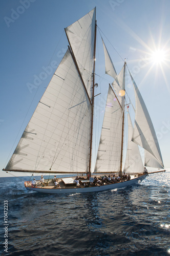 Ancient sailing boat during a regatta at the Panerai Classic Yac © paolo maria airenti