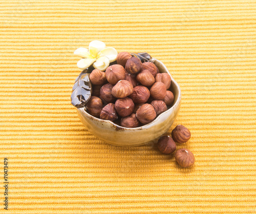 nuts. hazelnuts on the background