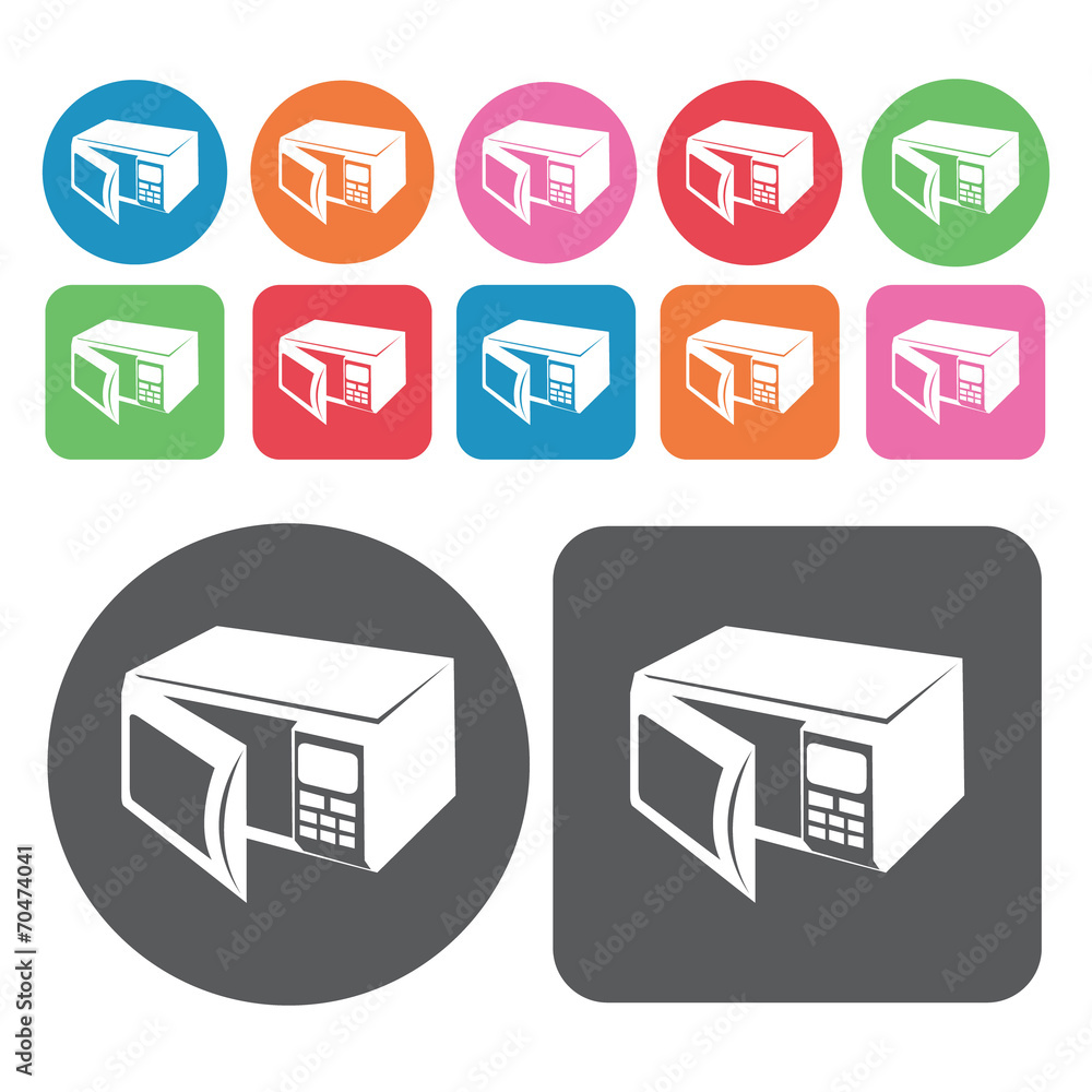 Microwave icon. Electronic devices icons set. Round and rectangl Microwave icon. Electronic devices icons set. Round and rectangl