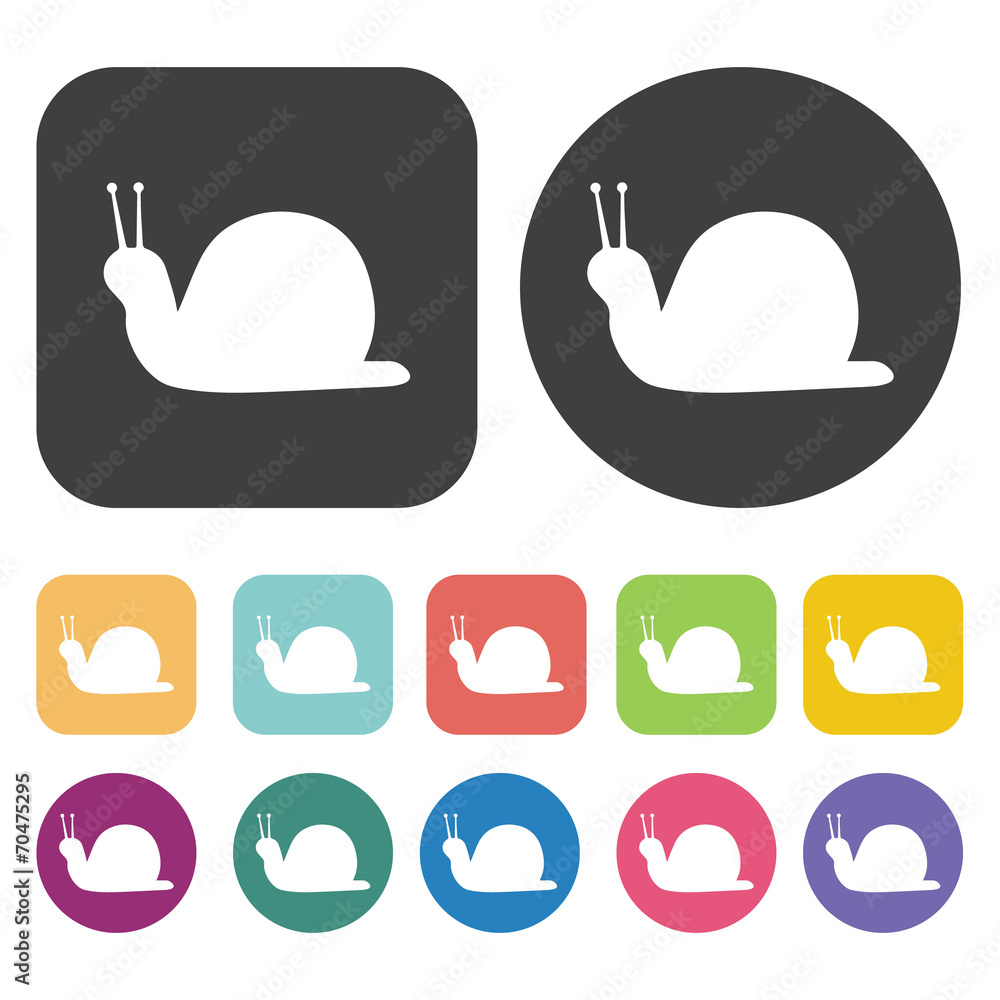 Snail icon. Farming icon set. Round and rectangle colourful 12 b Snail icon. Farming icon set. Round and rectangle colourful 12 b