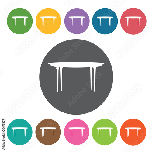Table icon. Furniture home icon set. Round colourful 12 buttons.