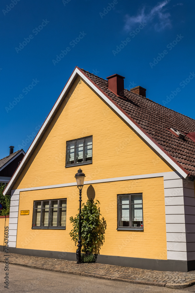 Small houses in Ystad, Scania region, Sweden.