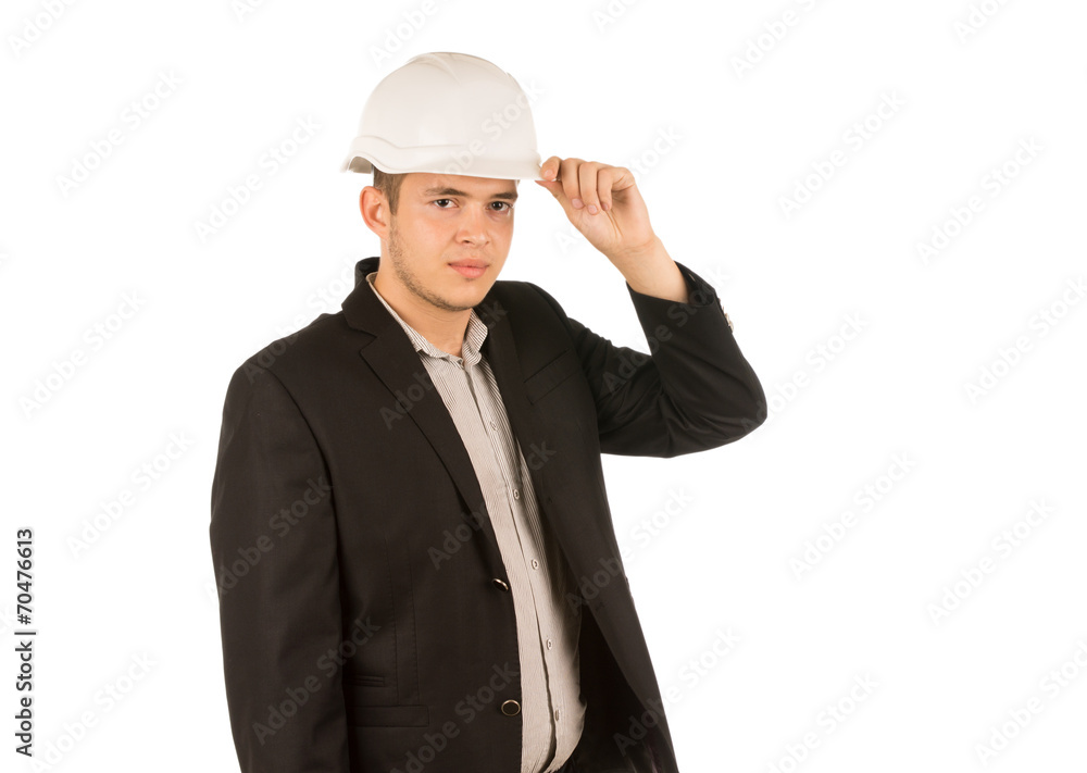 Middle Age Good Looking Engineer in Black Coat Middle Age Good Looking Engineer in Black Coat