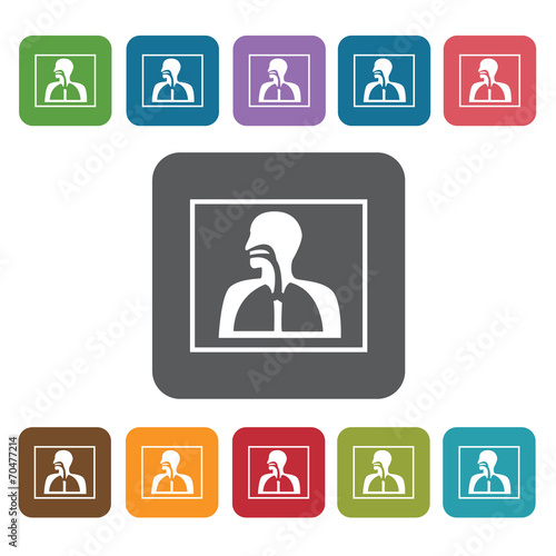 Lungs icon. Medical icons set. Rectangle colourful 12 buttons. V