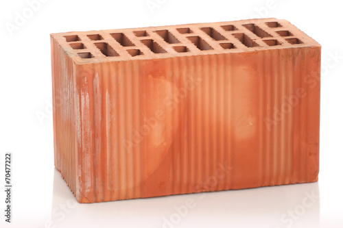 red clay bricks on white background