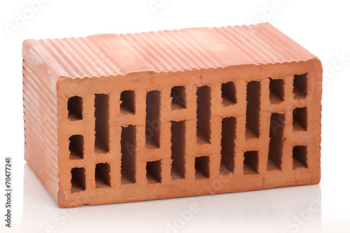 red clay bricks on white background