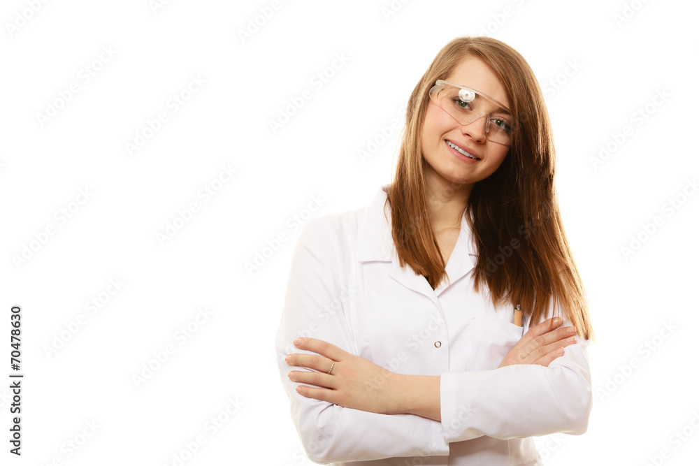 Laboratory. Chemist woman in goggles glasses isolated Laboratory. Chemist woman in goggles glasses isolated