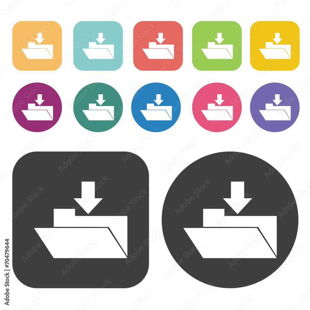 Download arrow above folder icon. Upload download sign icons set Download arrow above folder icon. Upload download sign icons set