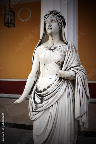Aglaia, one of the Charites. Antique statue, Corfu island, Greec