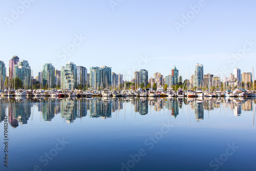 Vancouver skyline  yacht  water