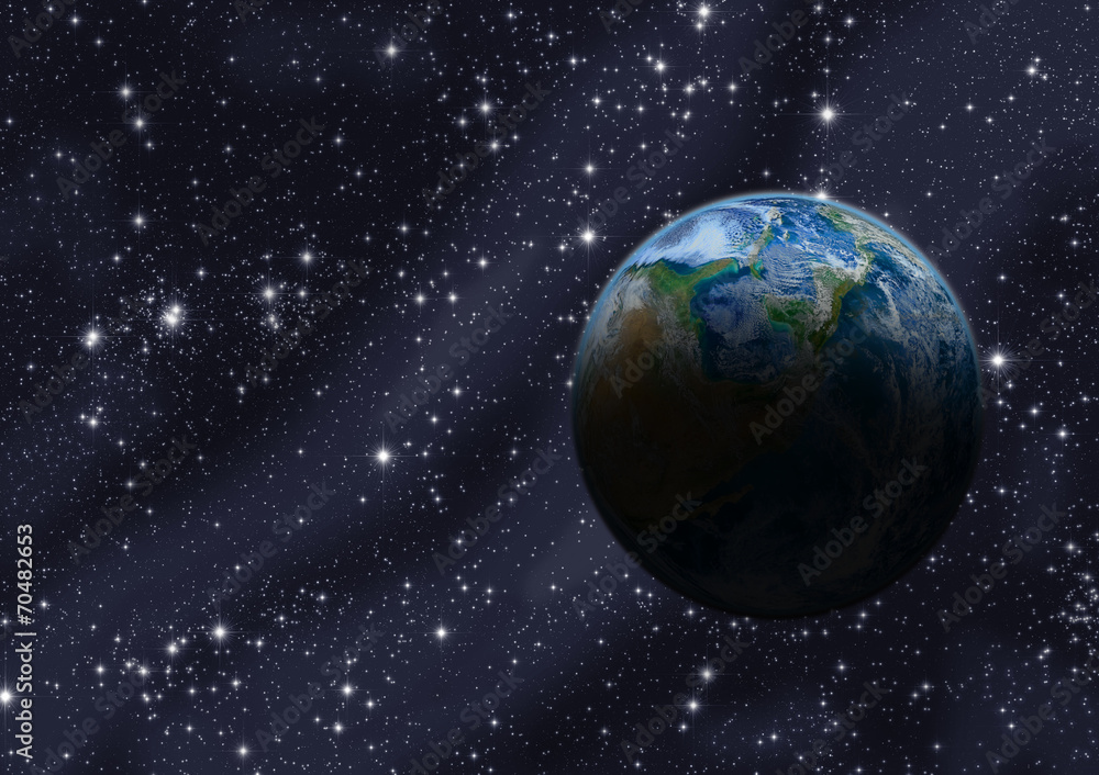 Obraz premium Planet at night as seen from space