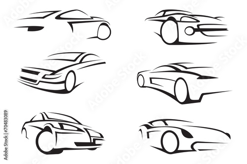 set of six monochrome cars