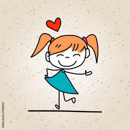hand drawing happy kids