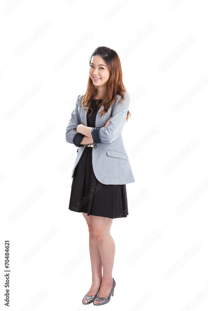 Portrait of happy young business woman isolated Portrait of happy young business woman isolated