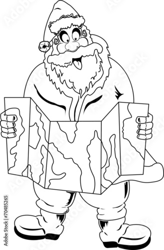 Santa Claus reading map