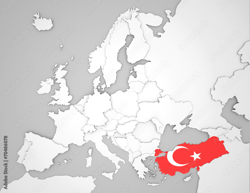 Europakarte mit Türkeiflagge