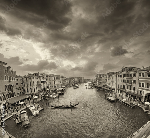 Buildings and Gondolas in Venice, Grand Canal view from Rialto B