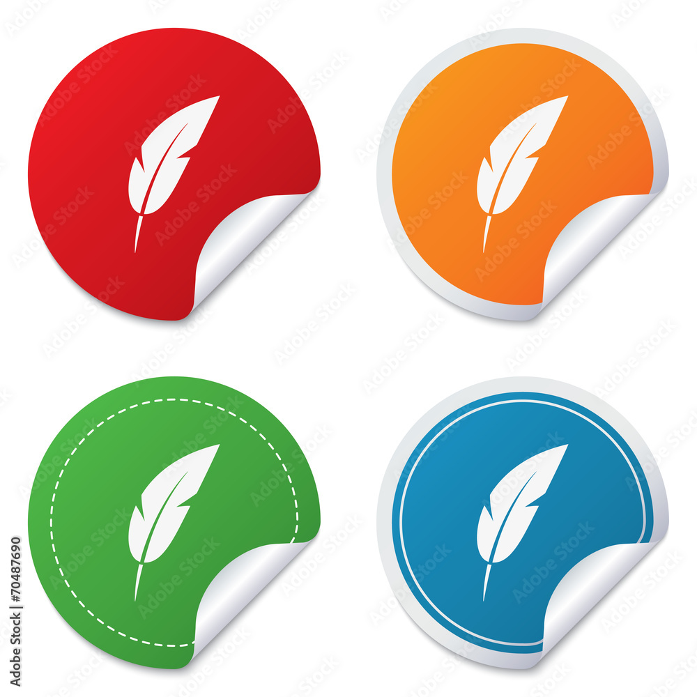 Feather sign icon. Retro pen symbol. Feather sign icon. Retro pen symbol.