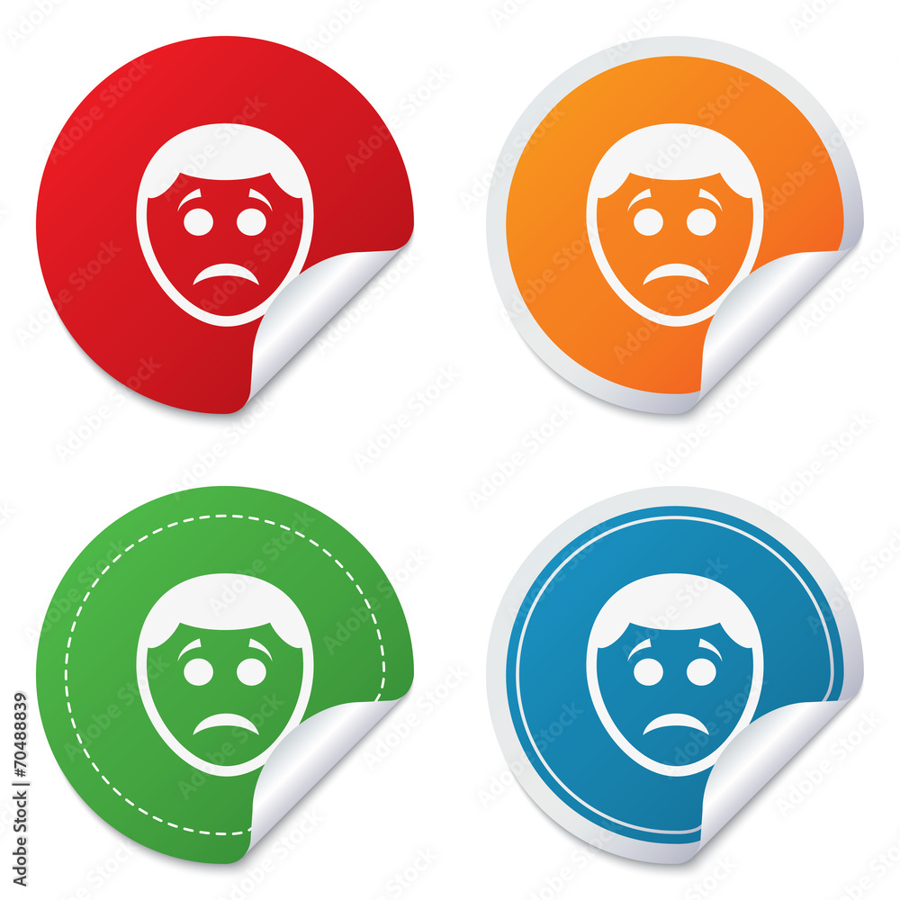 Sad face sign icon. Sadness symbol. Sad face sign icon. Sadness symbol.