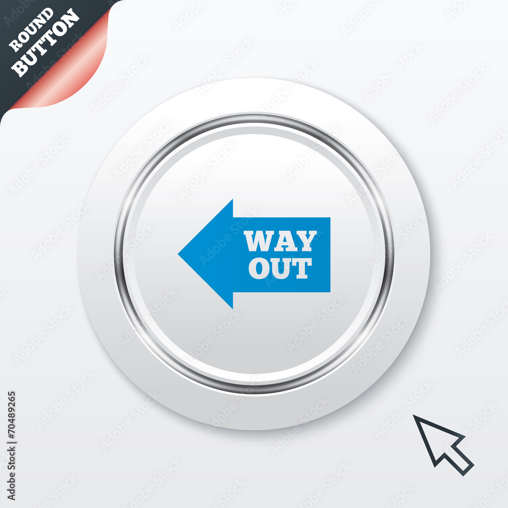Way out left sign icon. Arrow symbol.