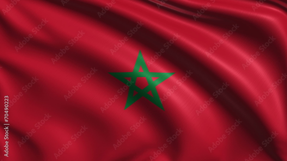 flag of Morocco with fabric structure; looping flag of Morocco with fabric structure; looping