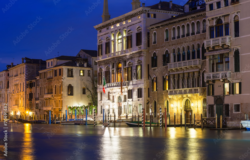 Night view of Grand Canal in Venice, Italy