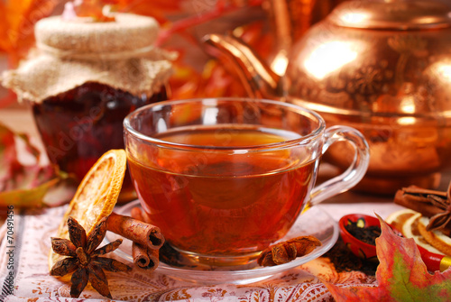 autumn tea with spices and honey