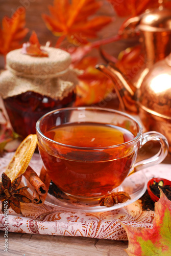 autumn tea with spices and honey